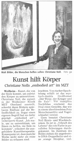Weilheimer Tagblatt - Kunst hilft Krper